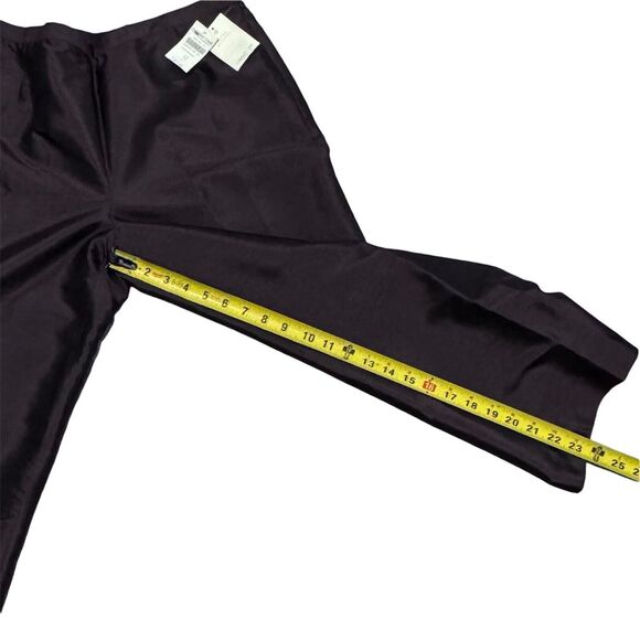 Coldwater Creek NWT Silk Flat Front Side Zip Trousers Brown 12 Lined Cropped - Picture 7 of 9